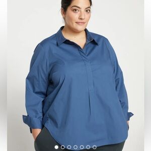 Universal‎ Standard Elbe Popover Stretch Poplin Shirt Classic Fit- S